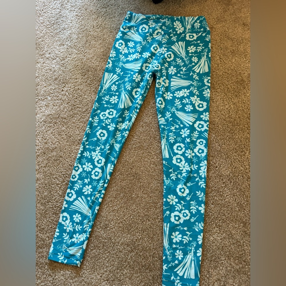 LuLaRoe Ladies Disney Leggings in Teal Floral -Aurora